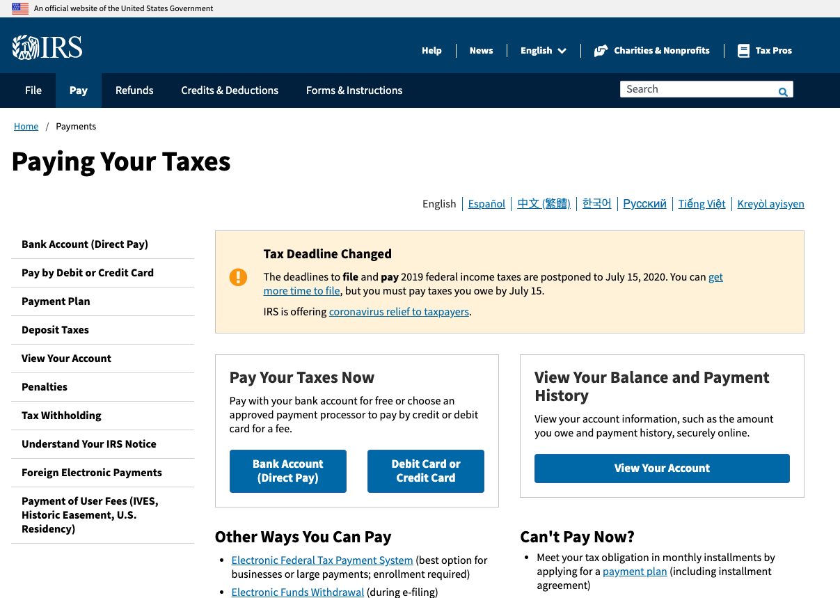 irs bill pay phone number