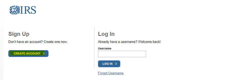 Sign-up-or-log-in-to-IRS-account